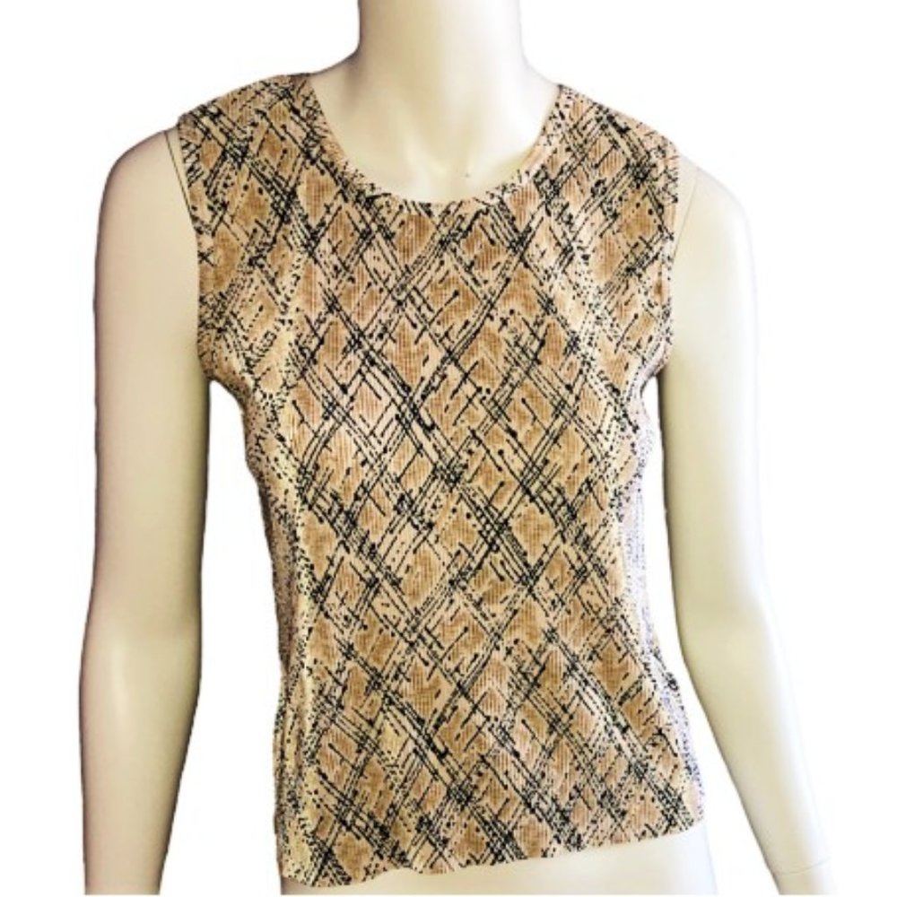 Petite Sophisticate Abstract Ribbed Stretch Tank Top | Size M